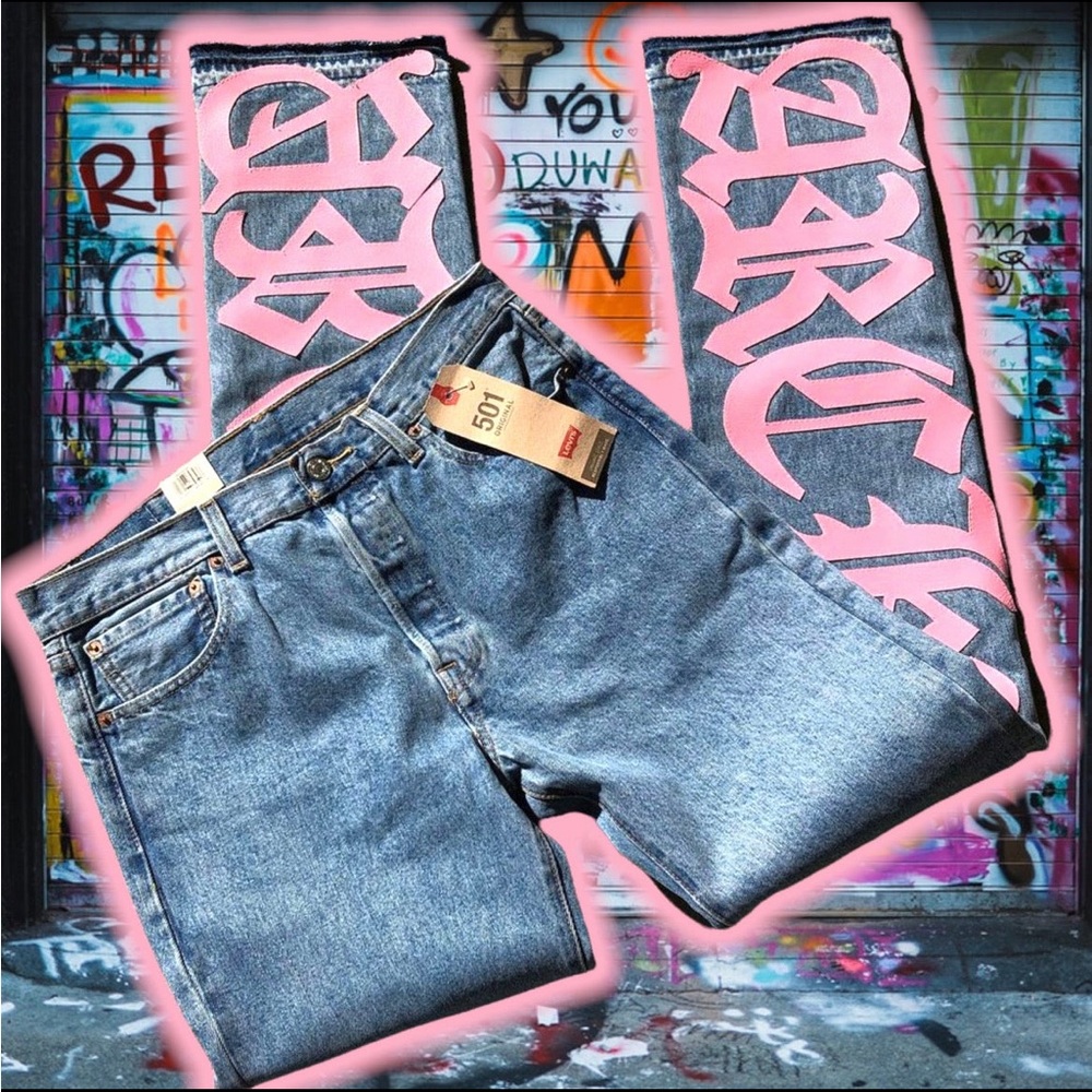 A.D.S Pink Script Denim - image 5